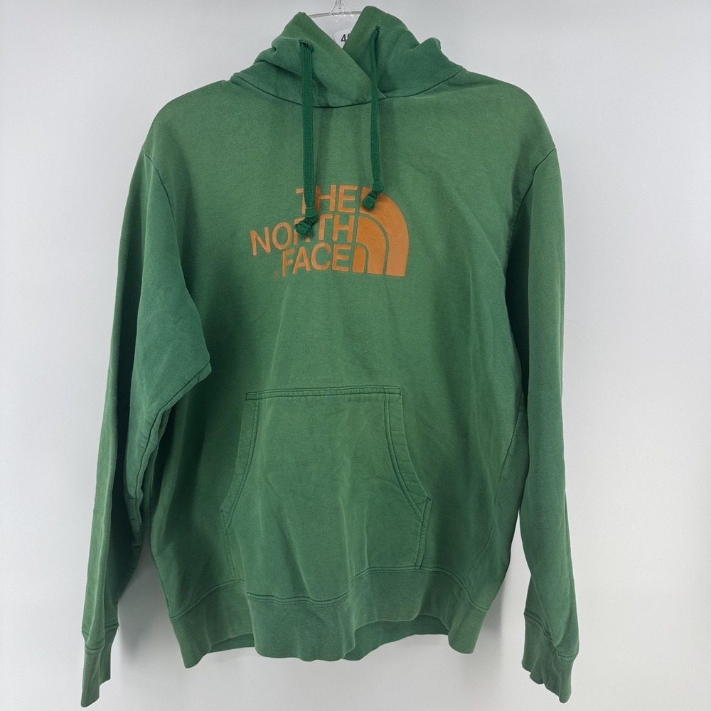 The North Face Hoodie Mens Large Green Fleece Pullover Logo Sweatshirt Graphic